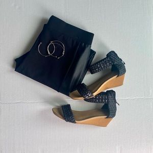 Faux leather stripe pants